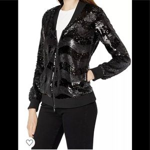 Emporio Armani Womens Seguin Bomber Jacket NWT Size:XL -50 EU -14-16 Usa ,Black